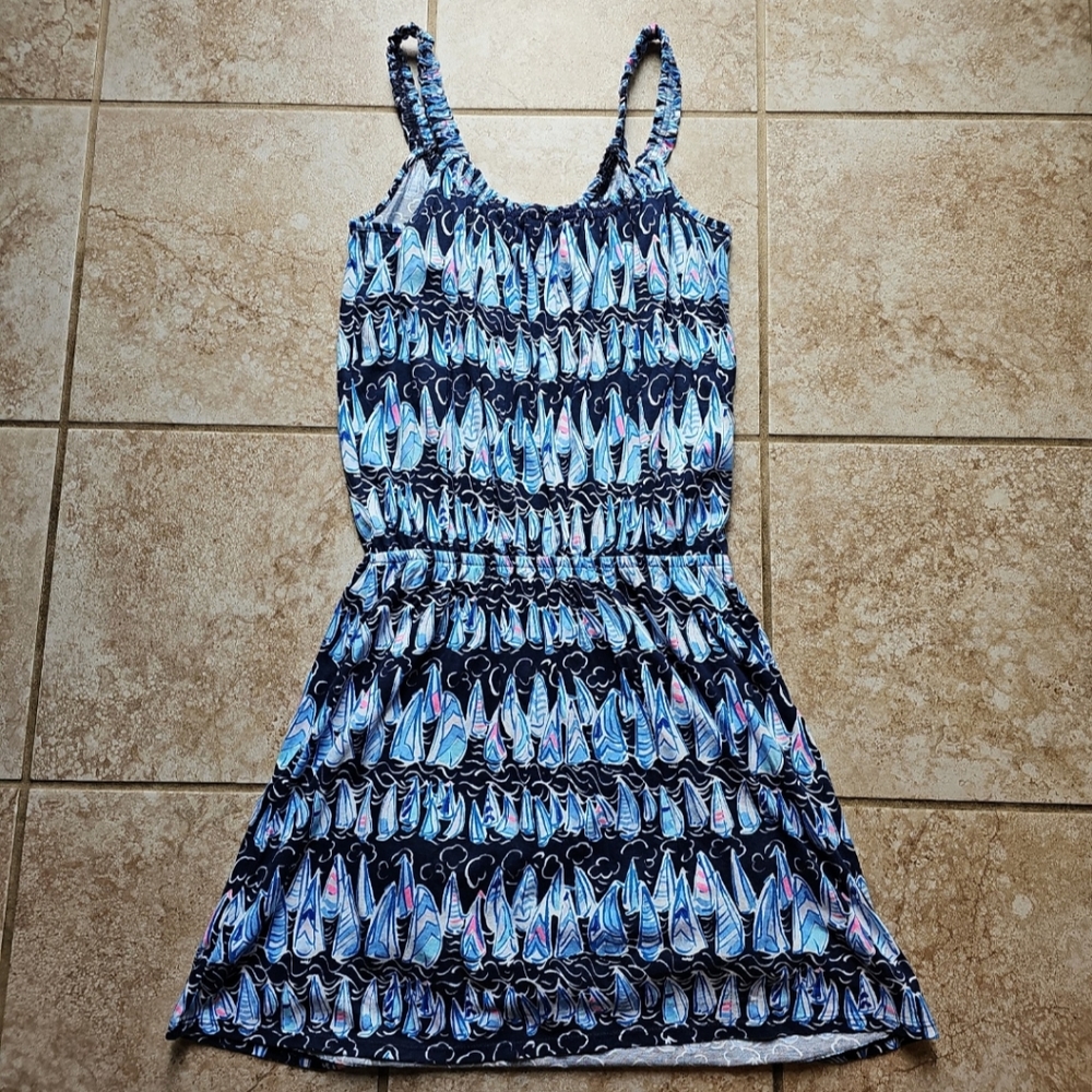 Lilly Pulitzer Navy and Light Blue Printed Mini Dress/Romper - Picture 6 of 11